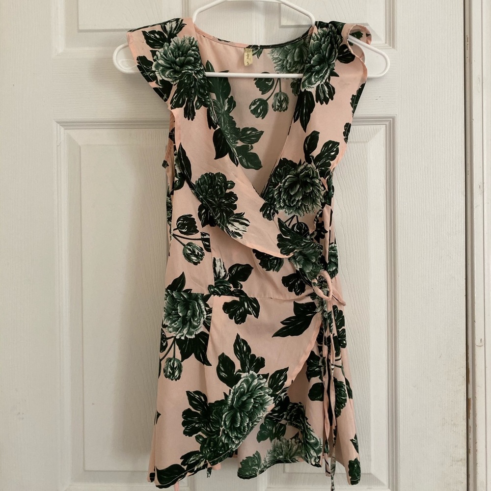 Floral Wrap Blouse